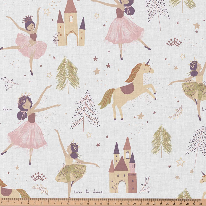 Printed Cotton ASTRID White / Pink